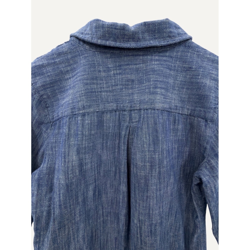 Chambray Quarter Zip Tommy Hilfiger Blue Cotton Pullover Shirt Size M Hamptons - Picture 6 of 13